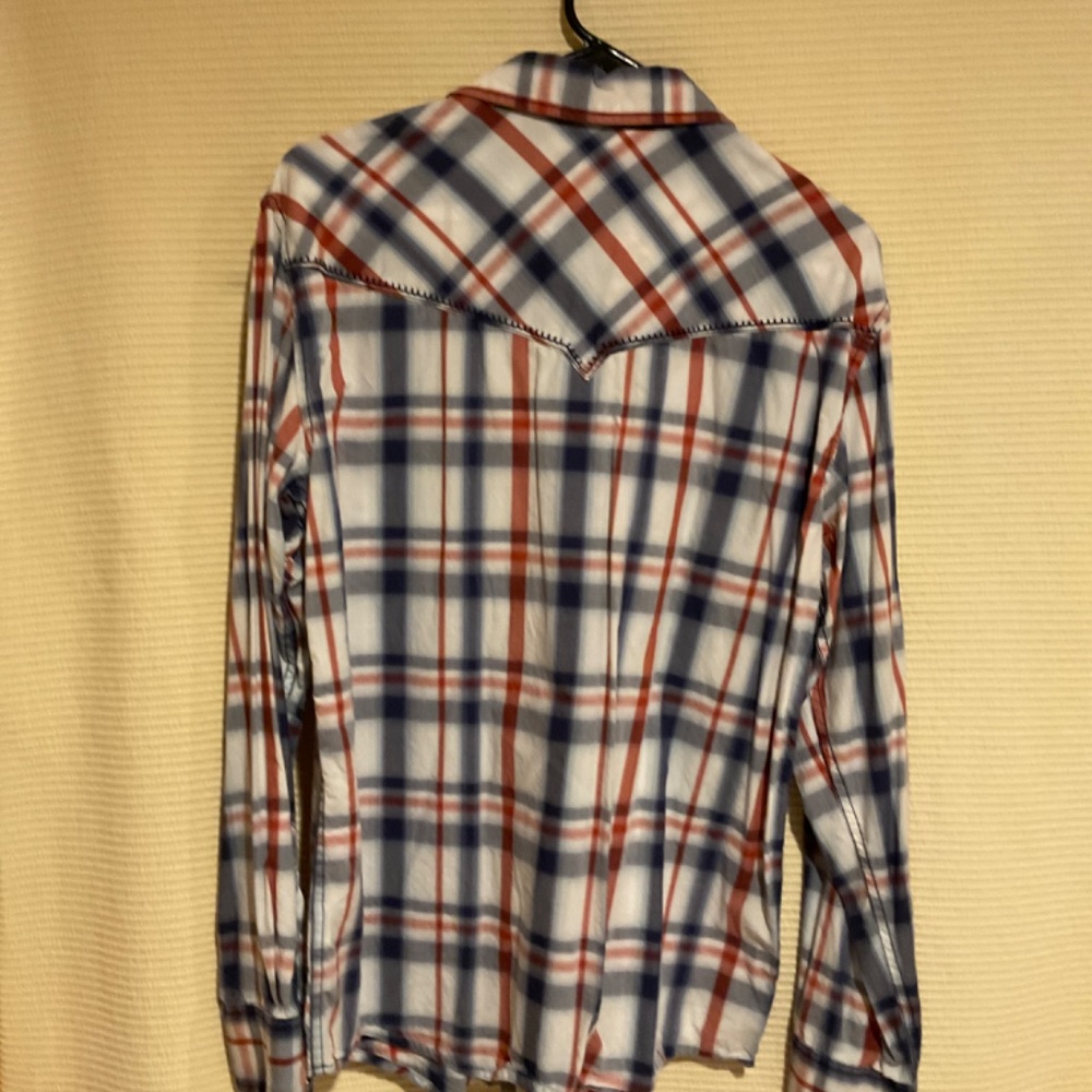Western Long Sleeve Shirt Red White & Blue Plaid by Cody James - Picture 5 of 5